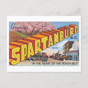 Vintage Grüße aus Spartanburg, South Carolina Postkarte