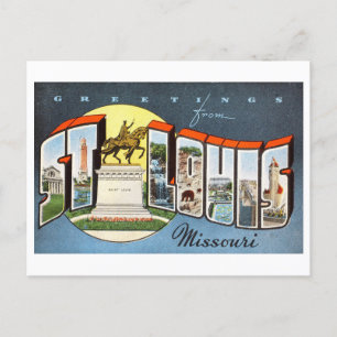 Vintage Grüße aus St. Louis, Missouri Postkarte