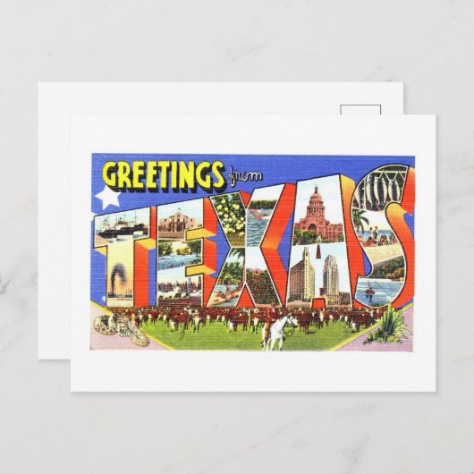 Vintage Grüße aus Texas Postkarte (Vorne/Hinten)
