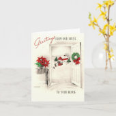 Vintage Grüße aus unserer Weihnachtskarte Karte (Gelbe Blume)