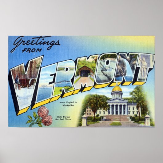 Vintage Grüße aus Vermont Poster (Vorne)