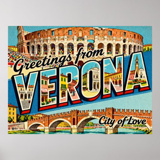 Vintage Grüße aus Verona Poster (Vorne)