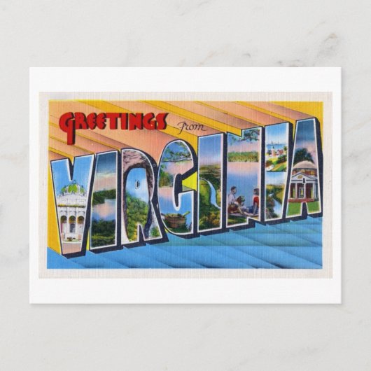 Vintage Grüße aus Virginia Postkarte (Vorderseite)