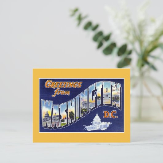 Vintage Grüße aus Washington DC Postkarte (Stehend Vorderseite)