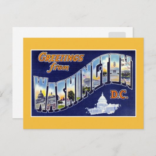 Vintage Grüße aus Washington DC Postkarte (Vorne/Hinten)