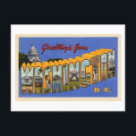 Vintage Grüße aus Washington DC Postkarte<br><div class="desc">Diese Postkarte ist eine Reproduktion eines Vintagen großen Briefes "Grüße von" Postkarte aus Washington DC.</div>