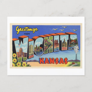 Vintage Grüße aus Wichita, Kansas Postkarte