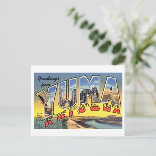 Vintage Grüße aus Yuma, Arizona Postkarte (Stehend Vorderseite)