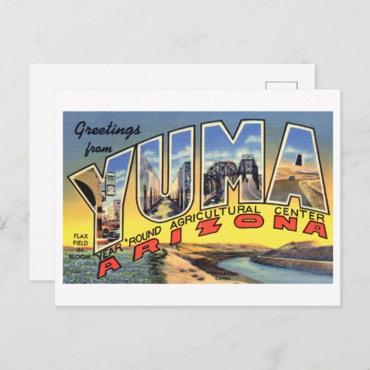Vintage Grüße aus Yuma, Arizona Postkarte (Vorne/Hinten)