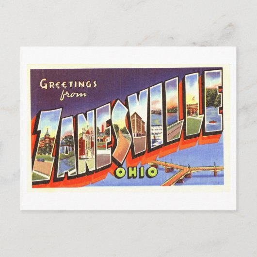 Vintage Grüße aus Zanesville, Ohio Postkarte (Vorderseite)