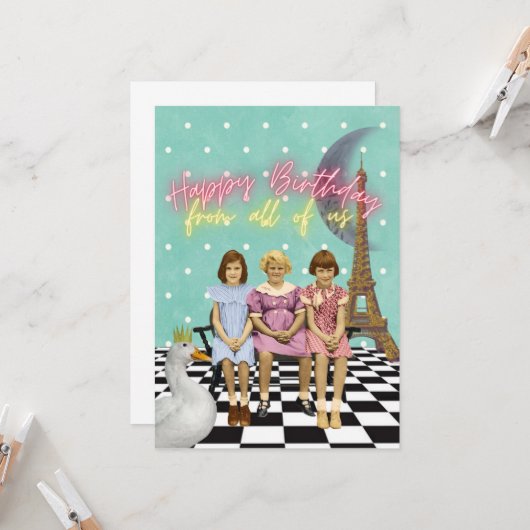 Vintage Grüße der Funky Group Karte (Vorderseite/Rückseite Beispiel)