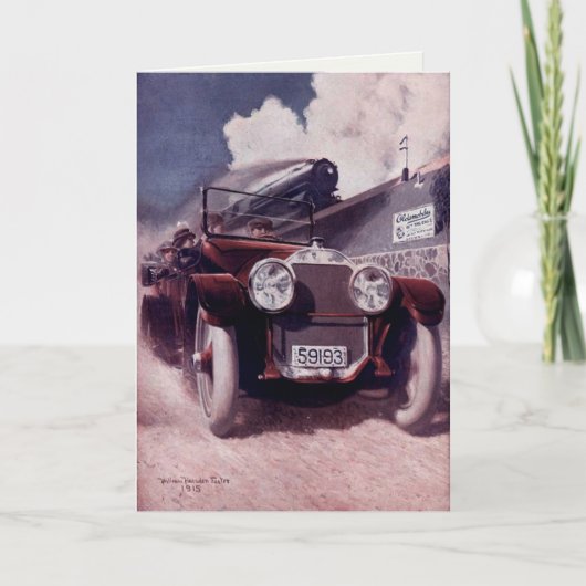 Vintage Grüße mit Altwagen Karte (Vorderseite)