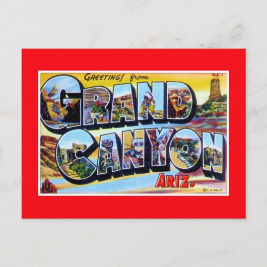 Vintage Grüße vom Grand Canyon Arizona Postkarte (Vorderseite)