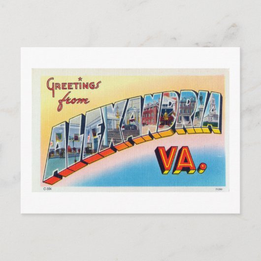 Vintage Grüße von Alexandria Virginia Reise Postkarte (Vorderseite)
