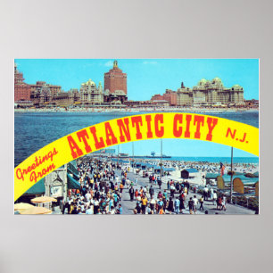 Vintage Grüße von Atlantic CIty New Jersey Poster