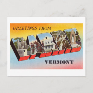 Vintage Grüße von Barre, Vermont Postkarte