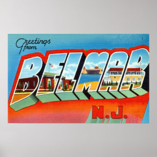 Vintage Grüße von Belmar New Jersey Travel Poster