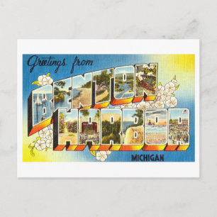 Vintage Grüße von Benton Harbour, Michigan Postkarte