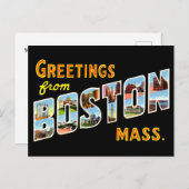 Vintage Grüße von Boston Travel Postkarte (Vorne/Hinten)