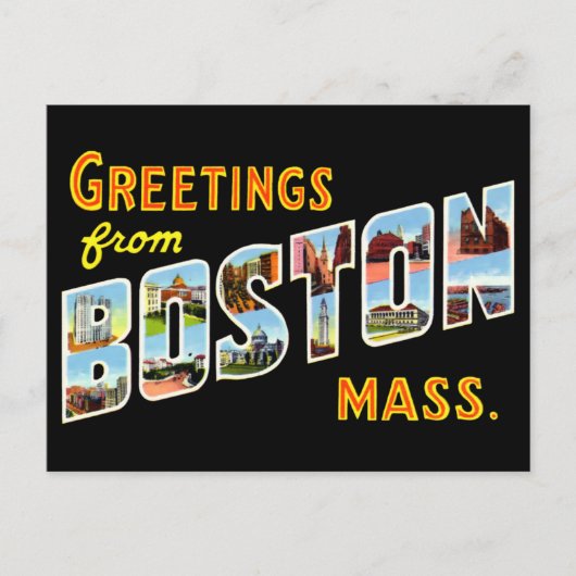 Vintage Grüße von Boston Travel Postkarte (Vorderseite)