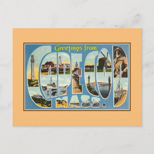 Vintage Grüße von Cape Cod MA Postkarte (Vorderseite)