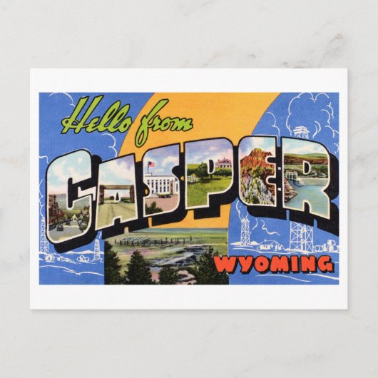 Vintage Grüße von Casper, Wyoming Postkarte (Vorderseite)