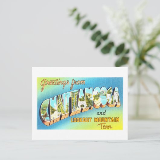 Vintage Grüße von Chatanooga, Tennessee Postkarte (Stehend Vorderseite)