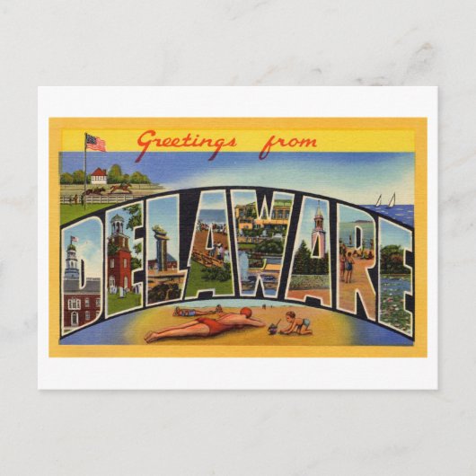 Vintage Grüße von Delaware Postkarte (Vorderseite)