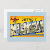Vintage Grüße von Detroit Michigan Postkarte (Vorne/Hinten)