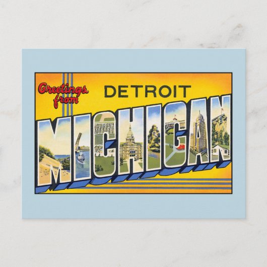 Vintage Grüße von Detroit Michigan Postkarte (Vorderseite)