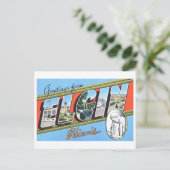 Vintage Grüße von Elgin, Illinois Postkarte (Stehend Vorderseite)