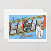 Vintage Grüße von Elgin, Illinois Postkarte (Vorne/Hinten)