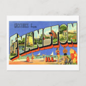 Vintage Grüße von Evanston, Illinois Postkarte (Vorderseite)
