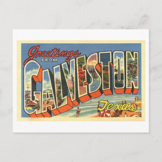 Vintage Grüße von Galveston, Texas Postkarte (Vorderseite)