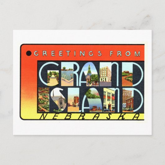 Vintage Grüße von Grand Island, Nebraska, Postkarte (Vorderseite)