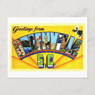Vintage Grüße von Greenville, South Carolina, Postkarte