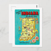 Vintage Grüße von Indiana Map Postcard Postkarte (Vorne/Hinten)