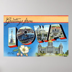 Vintage Grüße von Iowa Reise Poster