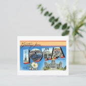 Vintage Grüße von Iowa Reiseplakat Postkarte (Stehend Vorderseite)