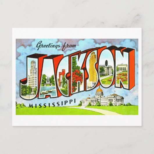 Vintage Grüße von Jackson, Mississippi, Postkarte (Vorderseite)