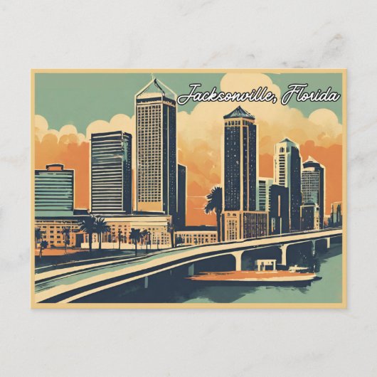 Vintage Grüße von Jacksonville Classic Retro Postkarte (Vorderseite)