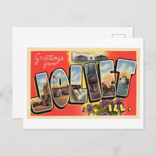 Vintage Grüße von Joliet, Illinois Postkarte (Vorne/Hinten)