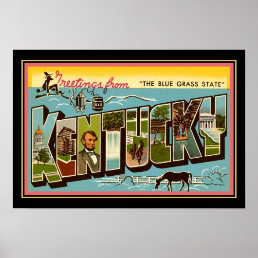 Vintage "Grüße von Kentucky" Poster (Vorne)