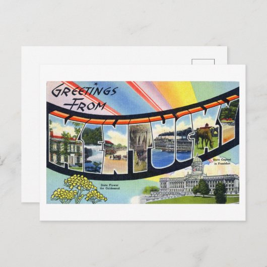 Vintage Grüße von Kentucky Postkarte (Vorne/Hinten)
