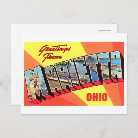 Vintage Grüße von Marietta, Ohio Postkarte (Vorne/Hinten)