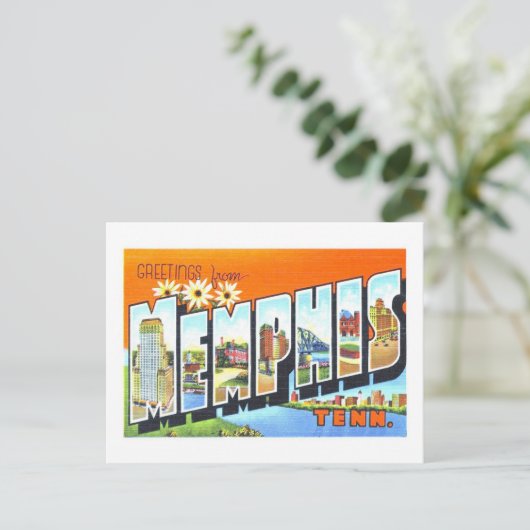 Vintage Grüße von Memphis, Tennessee Postkarte (Stehend Vorderseite)