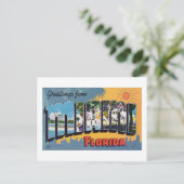 Vintage Grüße von Miami Florida Travel Postkarte (Stehend Vorderseite)