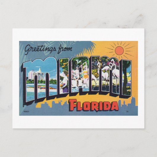 Vintage Grüße von Miami Florida Travel Postkarte (Vorderseite)