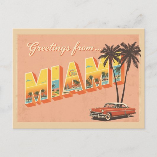 Vintage "Grüße von Miami" Postkarte (Vorderseite)
