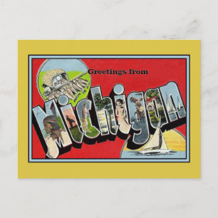Vintage Grüße von Michigan Postkarte